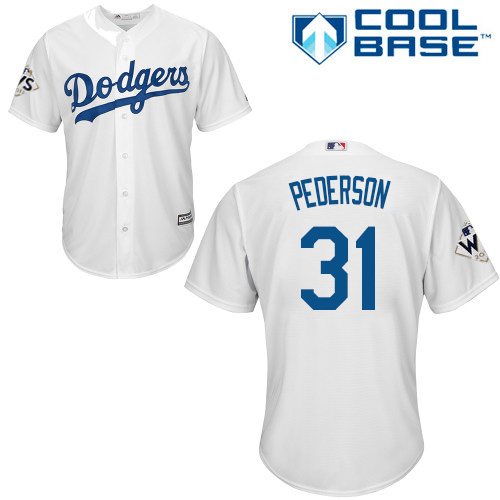 Dodgers #31 Joc Pederson White Cool Base World Series Bound Stitched Youth MLB Jersey
